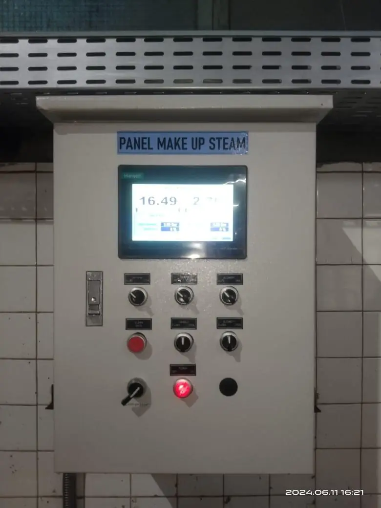 Make up steam control panel with touchscreen and selector switches