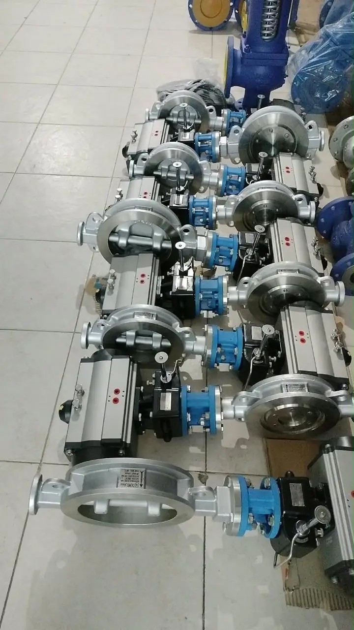 Butterfly valves with pneumatic actuators